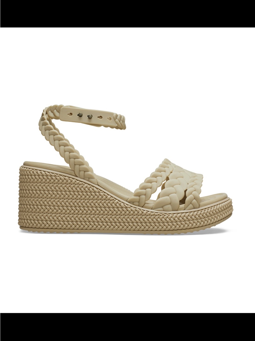 NWOT Crocs Brooklyn Woven Wedge in Chai sz 8 - Picture 2 of 4